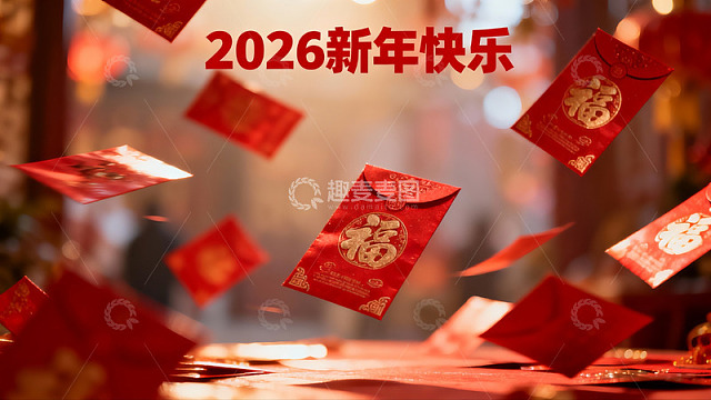 新年红包飞舞喜庆氛围