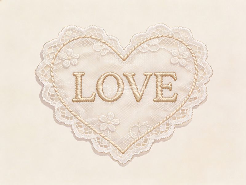高清大图下载【趣麦麦图】刺绣心形图案中的爱字