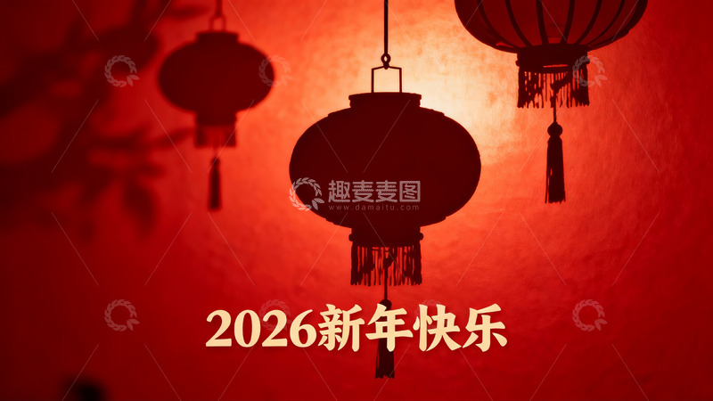 高清大图下载【趣麦麦图】红灯笼映衬新年氛围