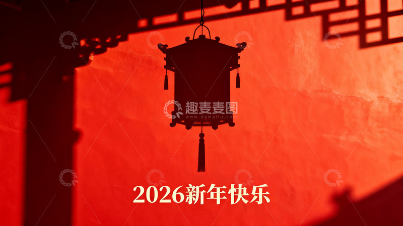 高清大图下载【趣麦麦图】红色灯笼映衬新年氛围
