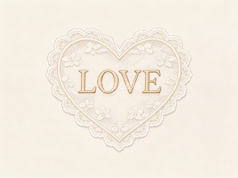 高清大图下载【趣麦麦图】心形蕾丝图案中的爱字