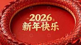 红色龙形图案新年祝福海报