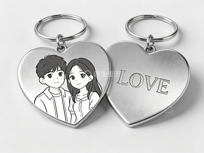 高清大图下载【趣麦麦图】心形钥匙扣情侣图案