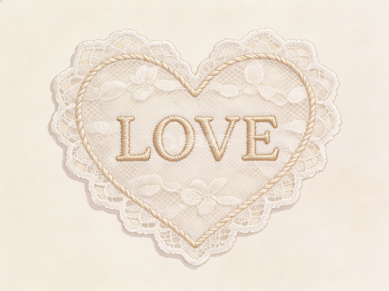 高清大图下载【趣麦麦图】刺绣心形图案中的爱字