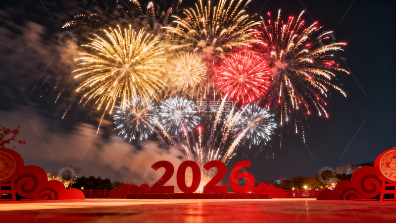高清大图下载【趣麦麦图】2026新年夜烟花盛景