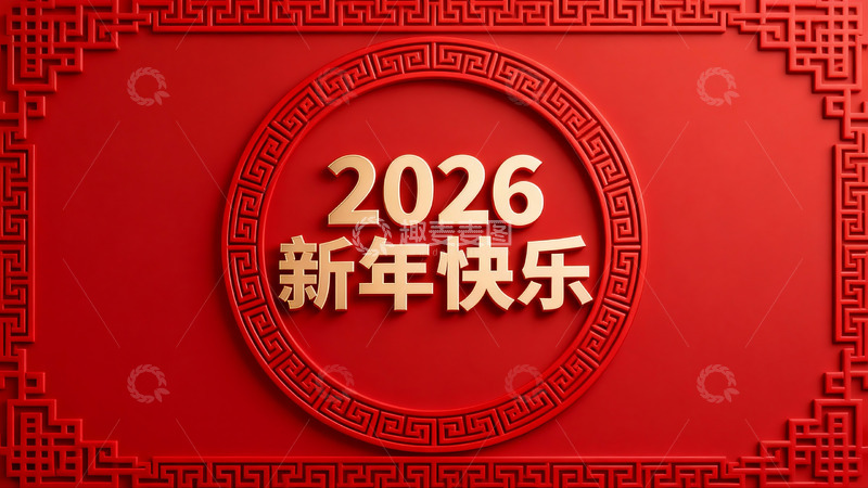 高清大图下载【趣麦麦图】红色背景新年祝福设计
