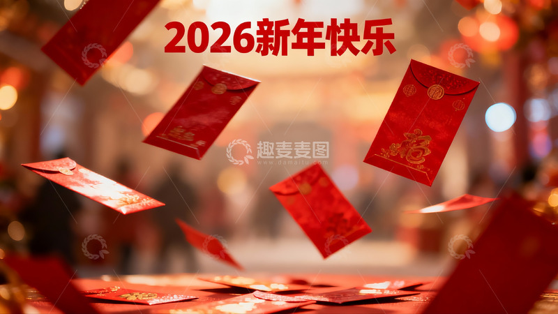 高清大图下载【趣麦麦图】新年红包飞舞喜庆氛围浓厚