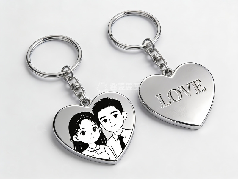 高清大图下载【趣麦麦图】心形钥匙扣情侣图案