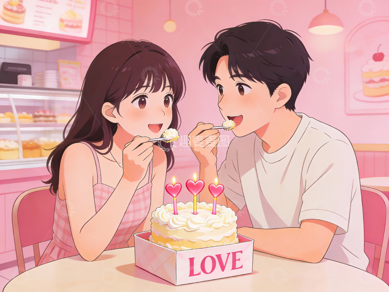 高清大图下载【趣麦麦图】情侣共庆甜蜜时刻