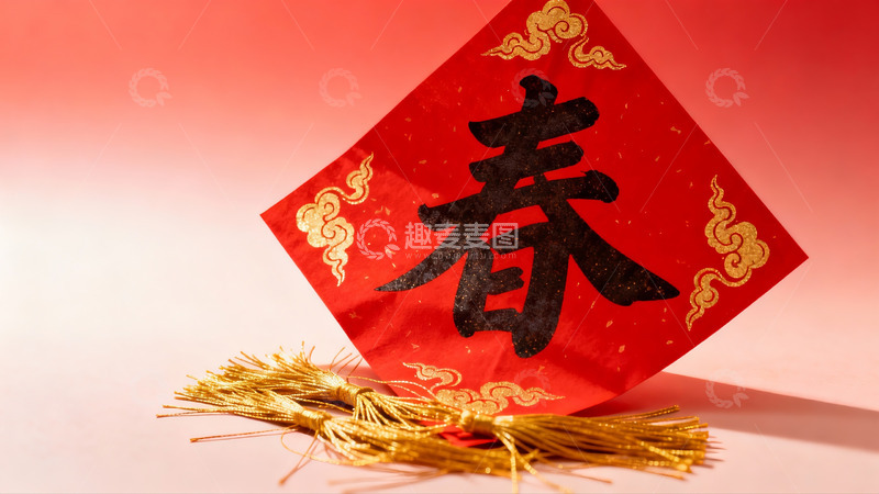 高清大图下载【趣麦麦图】红色春字装饰新年氛围浓厚