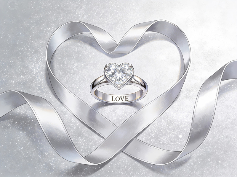 高清大图下载【趣麦麦图】心形丝带环绕钻戒