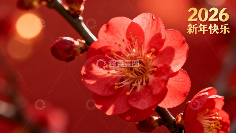 高清大图下载【趣麦麦图】红梅绽放迎新年