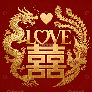 金色龙凤呈祥婚庆图案