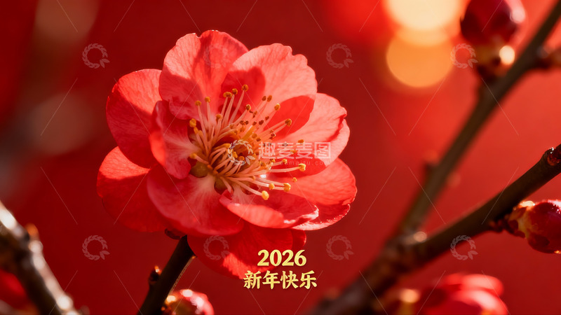 高清大图下载【趣麦麦图】红梅绽放迎新年