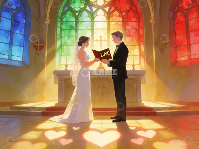 高清大图下载【趣麦麦图】教堂婚礼场景