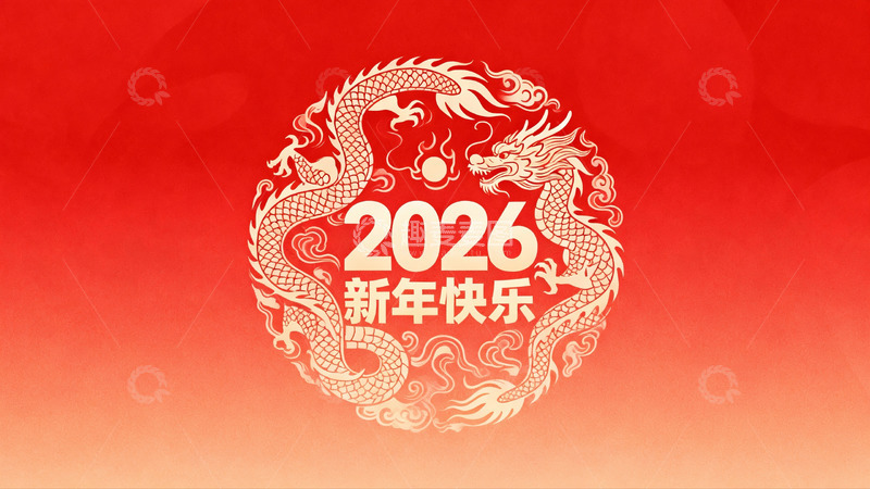 高清大图下载【趣麦麦图】红色背景龙年新年祝福图