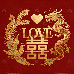 金色龙凤呈祥婚礼图案
