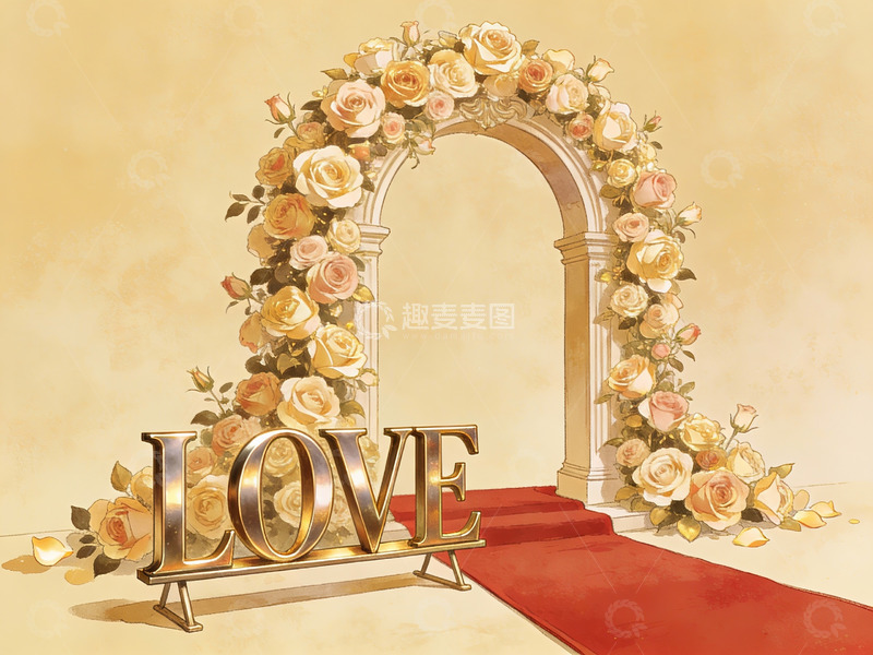 高清大图下载【趣麦麦图】花环拱门与爱情字样
