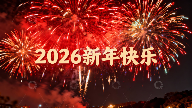 高清大图下载【趣麦麦图】2026新年夜空中绽放烟花