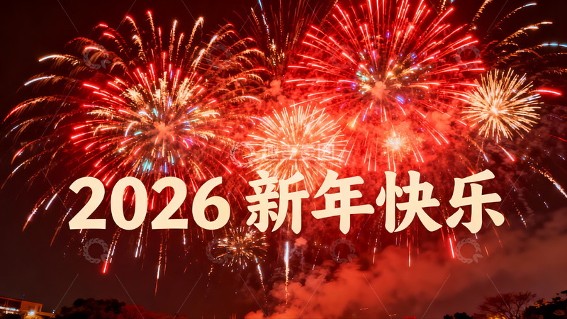 高清大图下载【趣麦麦图】夜空烟花绽放迎新年