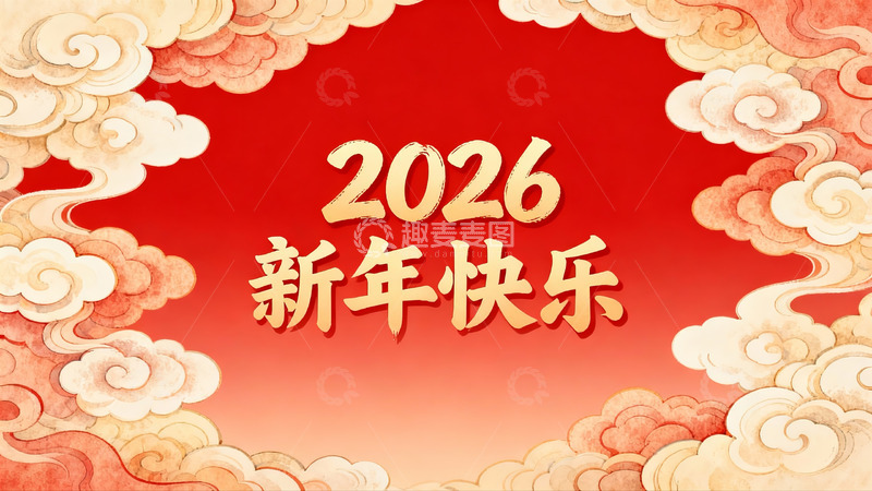 高清大图下载【趣麦麦图】2026新年快乐节日贺图
