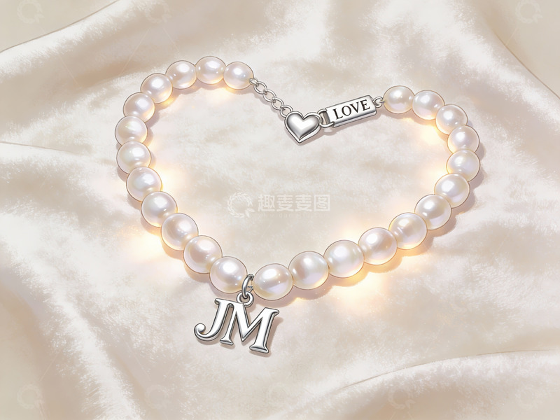 高清大图下载【趣麦麦图】珍珠项链配字母吊坠