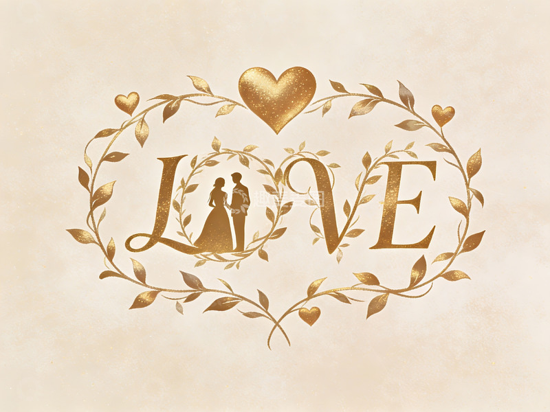 高清大图下载【趣麦麦图】金色爱情主题装饰图案