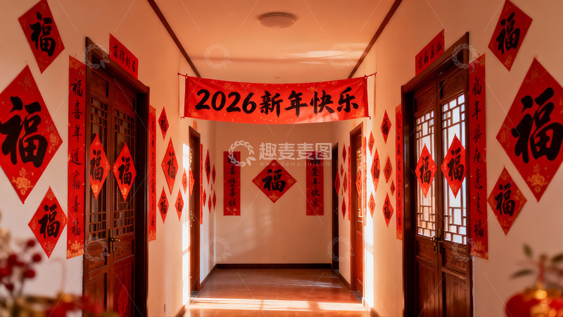 高清大图下载【趣麦麦图】新年装饰走廊