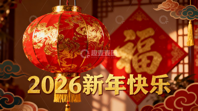 高清大图下载【趣麦麦图】新年红灯笼福字挂饰