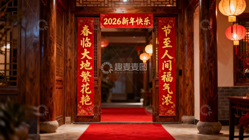 高清大图下载【趣麦麦图】新年春节中式大门装饰