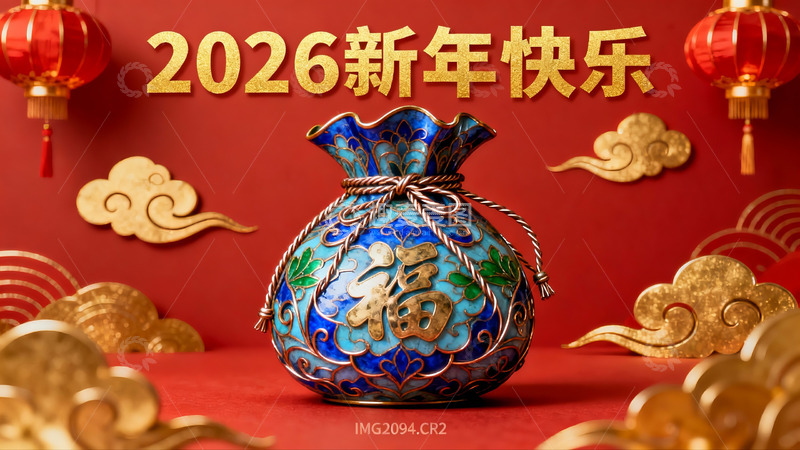 高清大图下载【趣麦麦图】2026新年红色福袋装饰