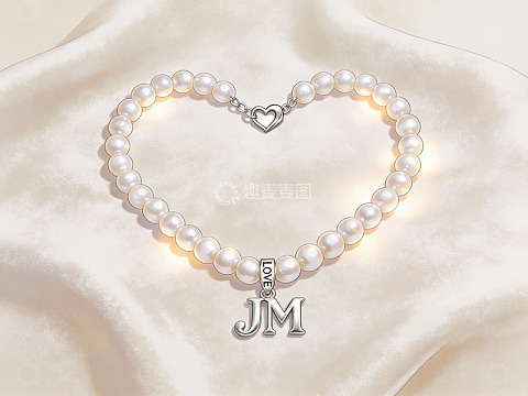 珍珠项链心形摆拍
