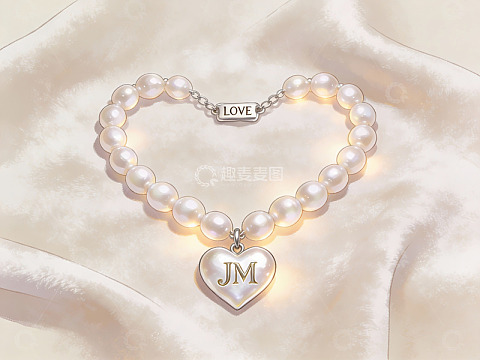 珍珠心形项链饰品展示