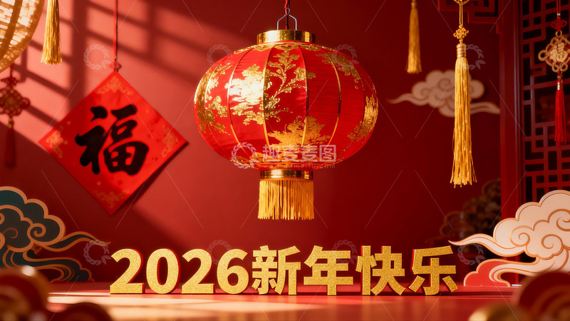 高清大图下载【趣麦麦图】红色新年灯笼装饰场景