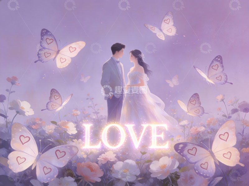 高清大图下载【趣麦麦图】情侣花丛中浪漫相望