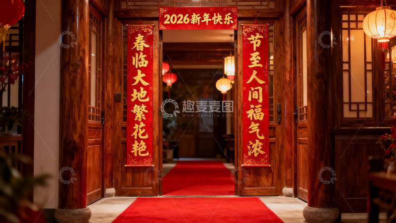 高清大图下载【趣麦麦图】中式新年装饰门廊