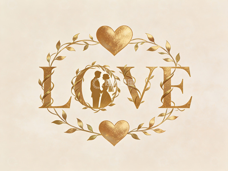 高清大图下载【趣麦麦图】金色爱情主题艺术图案