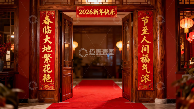 高清大图下载【趣麦麦图】新年春节中式大门装饰