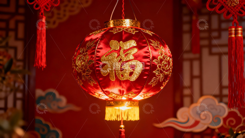 高清大图下载【趣麦麦图】红色灯笼映衬传统节日氛围