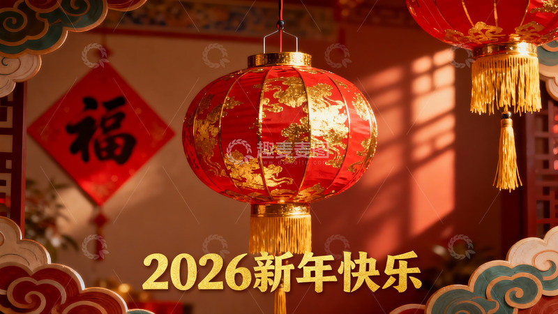 高清大图下载【趣麦麦图】新年红灯笼装饰场景
