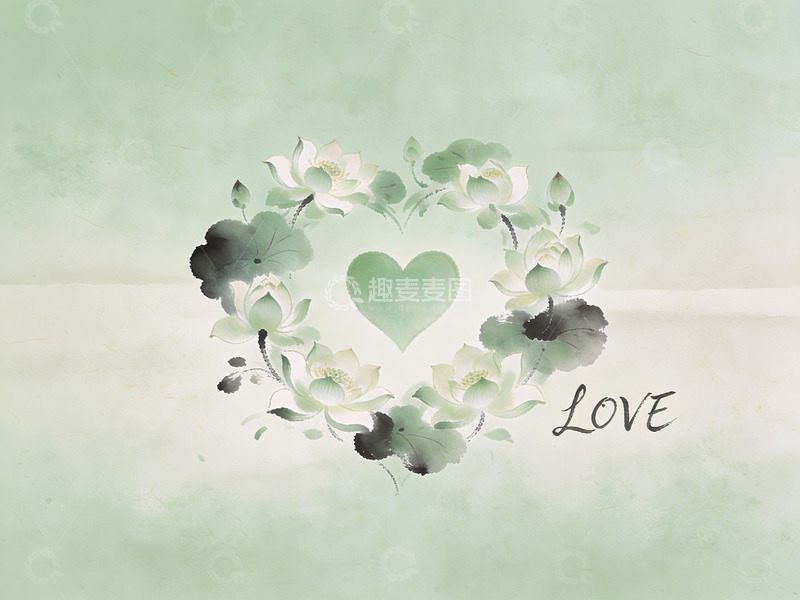 高清大图下载【趣麦麦图】花卉心形图案与爱字