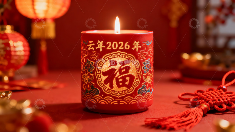 高清大图下载【趣麦麦图】红色蜡烛新年装饰品