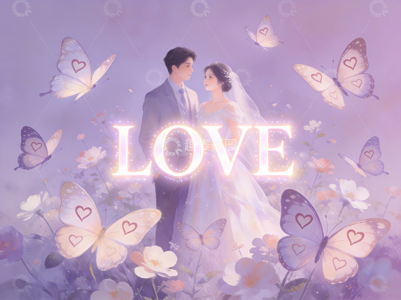 高清大图下载【趣麦麦图】新人婚礼场景浪漫插画