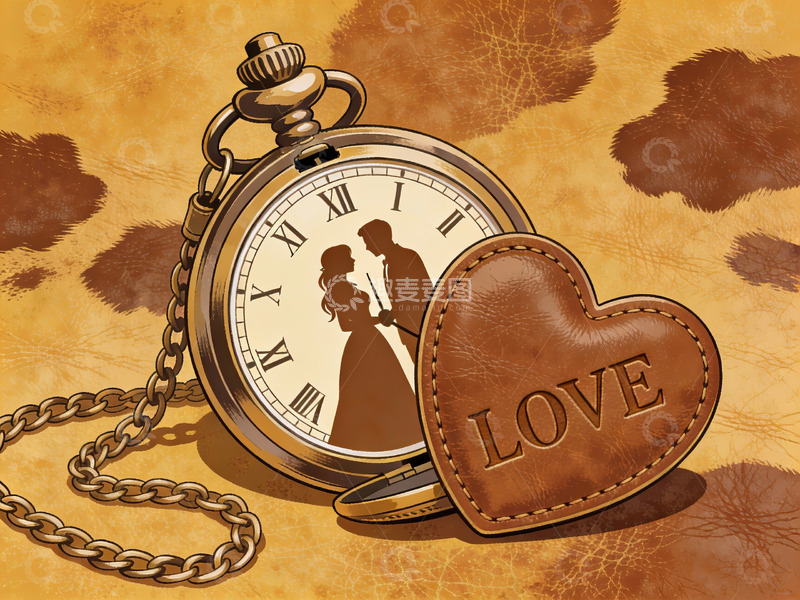 高清大图下载【趣麦麦图】怀表与爱情心形皮饰