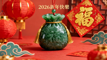新年翡翠福袋装饰摆件
