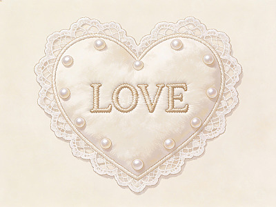 刺绣心形图案装饰