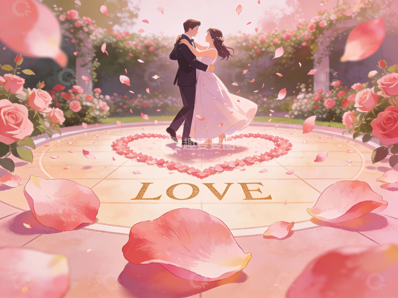 高清大图下载【趣麦麦图】情侣在花丛中翩翩起舞