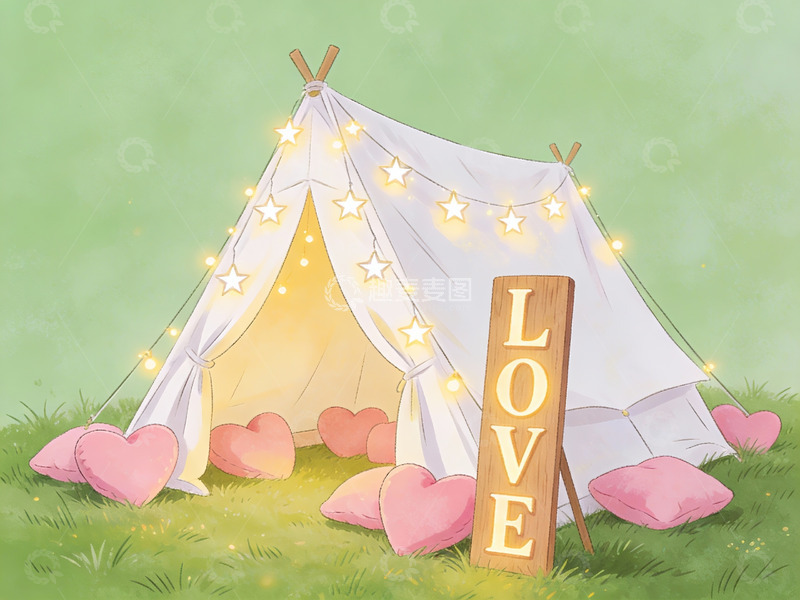 高清大图下载【趣麦麦图】爱心帐篷与灯光装饰