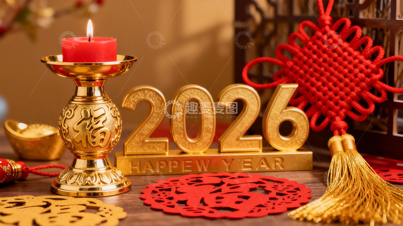 高清大图下载【趣麦麦图】2026新年装饰摆件