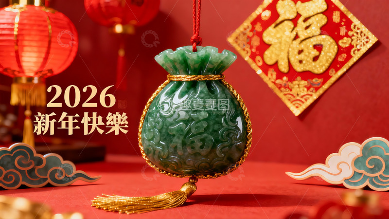 高清大图下载【趣麦麦图】新年翡翠福袋装饰图